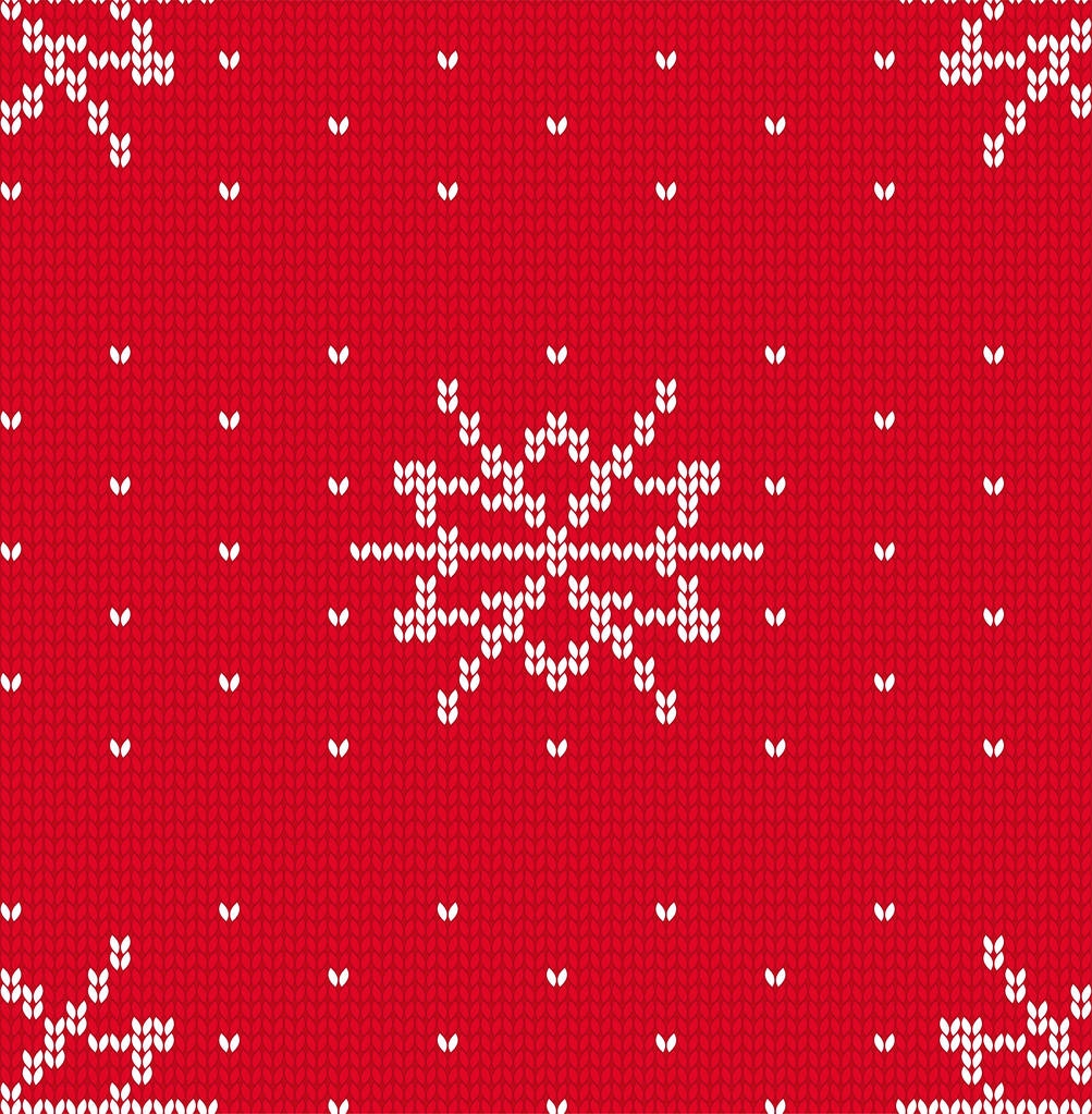 Knitted snowflake seamless pattern vector. Holiday background - Vector, Image