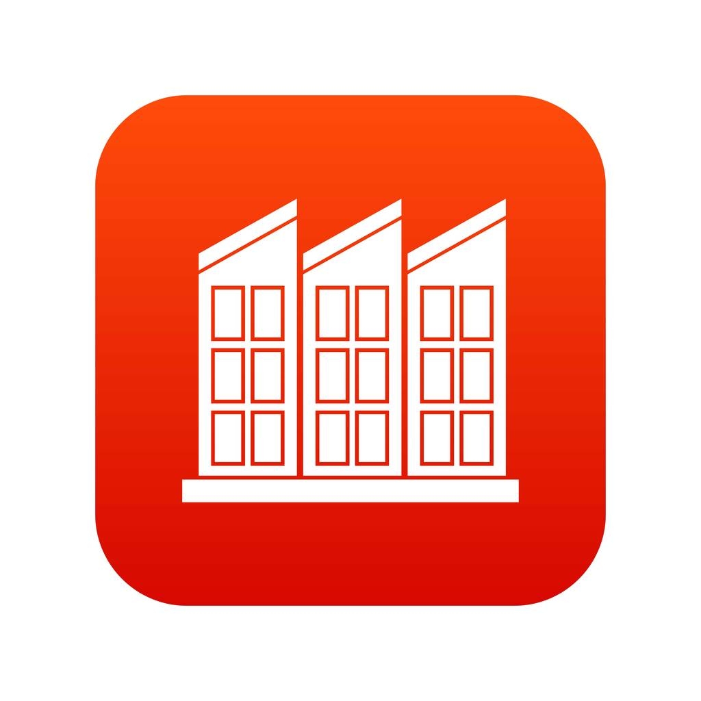 Icône de bâtiment numérique rouge
 - Vecteur, image