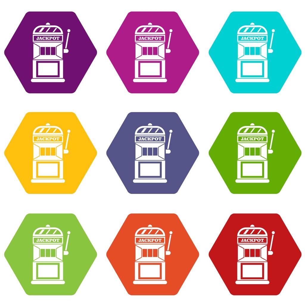 Opcja Gamble maszyny ikonę Ustaw kolor pręt sześciokątny - Wektor, obraz