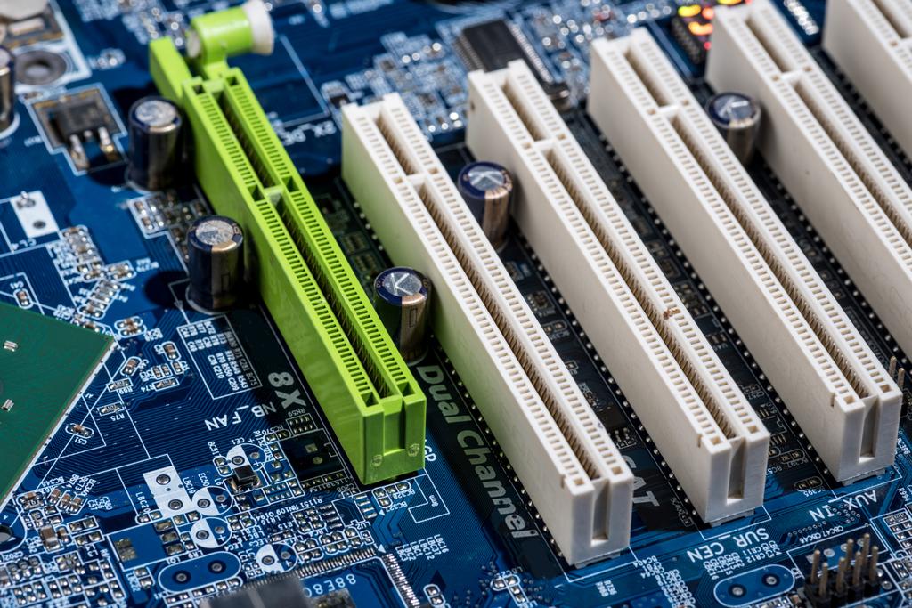 close up view of computer motherboard ports - Photo, Image