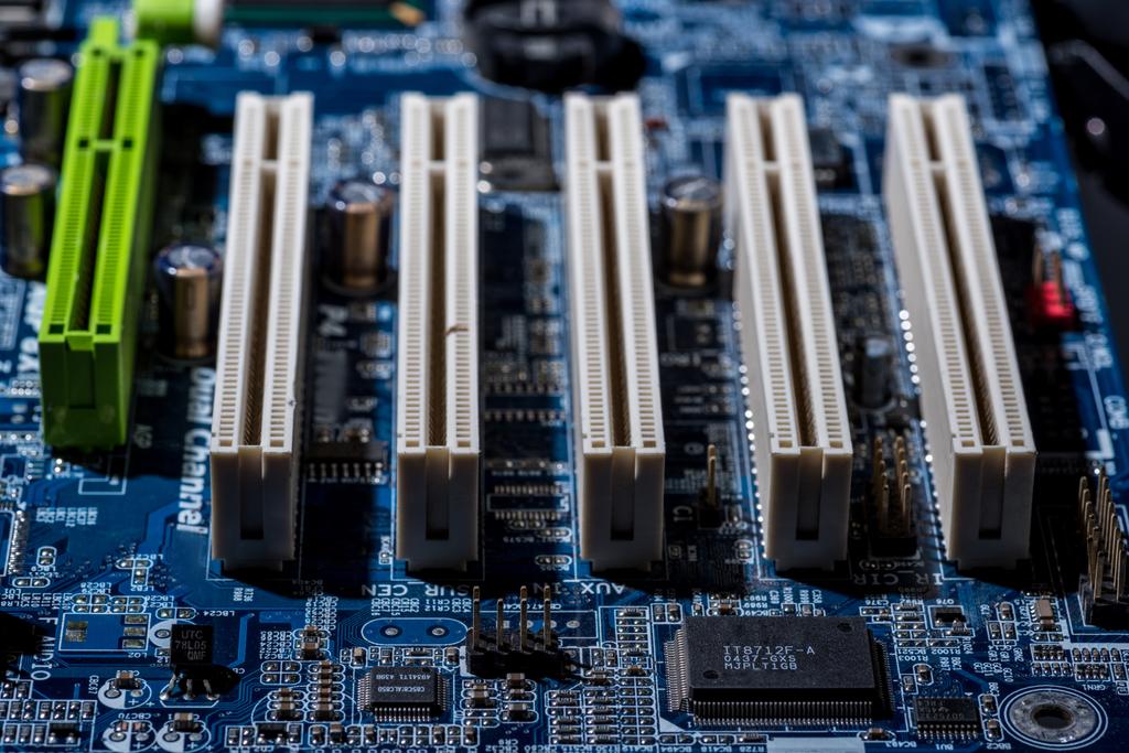 close up view of computer motherboard ports - Photo, Image