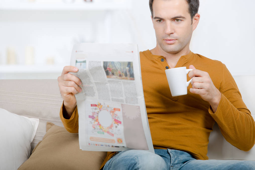 man reading newspaper and man - Photo, Image