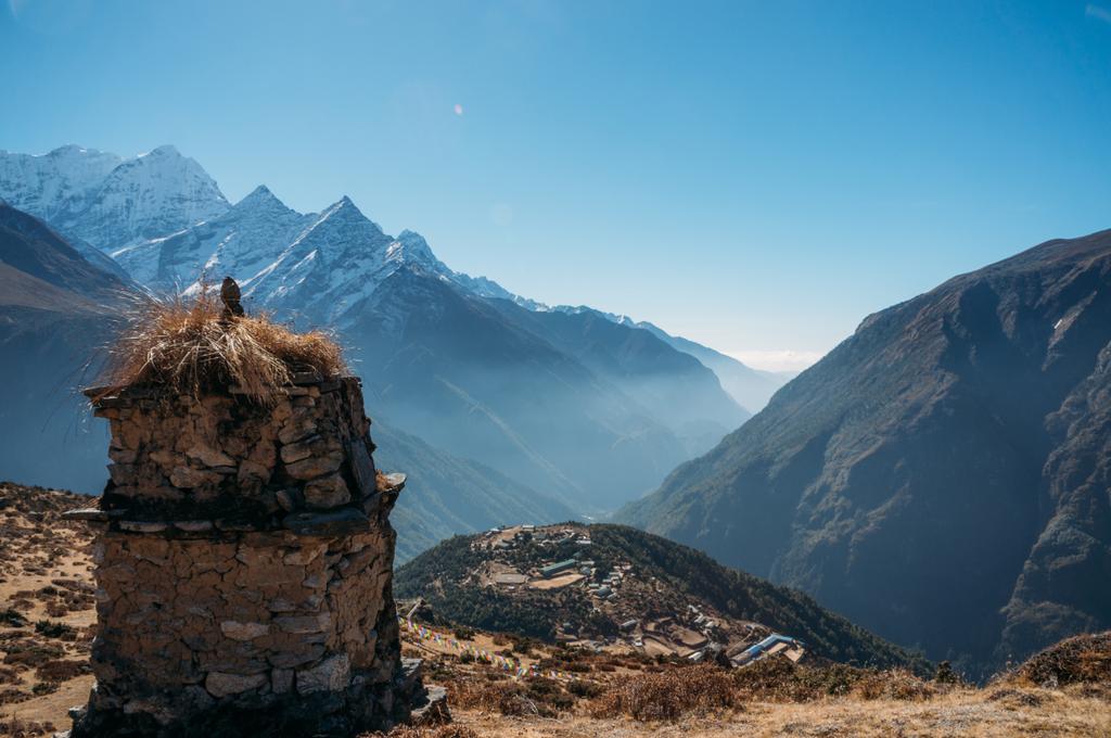Zapierające dech w piersiach widok z gór szczyty Nepalu, Sagarmatha, 2014 - Zdjęcie, obraz