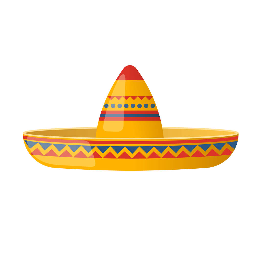 Mexicaanse hoed sombrero, traditionele hoed en kleding. Carnaval maskerade. - Vector, afbeelding