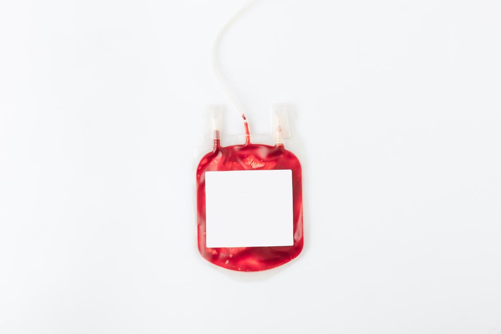 paquet avec du sang pour transfusion avec bannière vierge isolé sur fond blanc
 - Photo, image