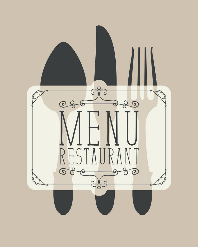 pancarta para un menú de restaurante con cubiertos
 - Vector, imagen