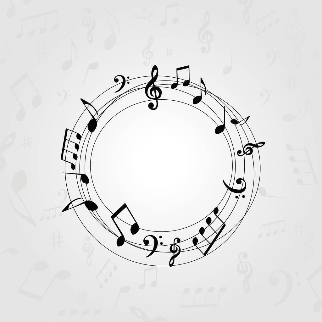 Circle of music notes and g cleffs, vector - Vector, Image