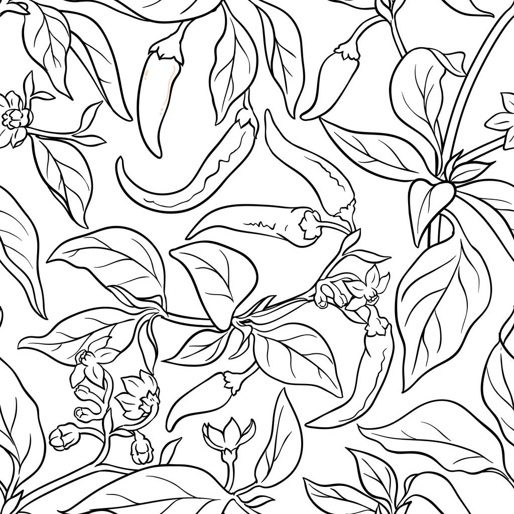 cayenne pepper seamless pattern on white background - Vector, Image