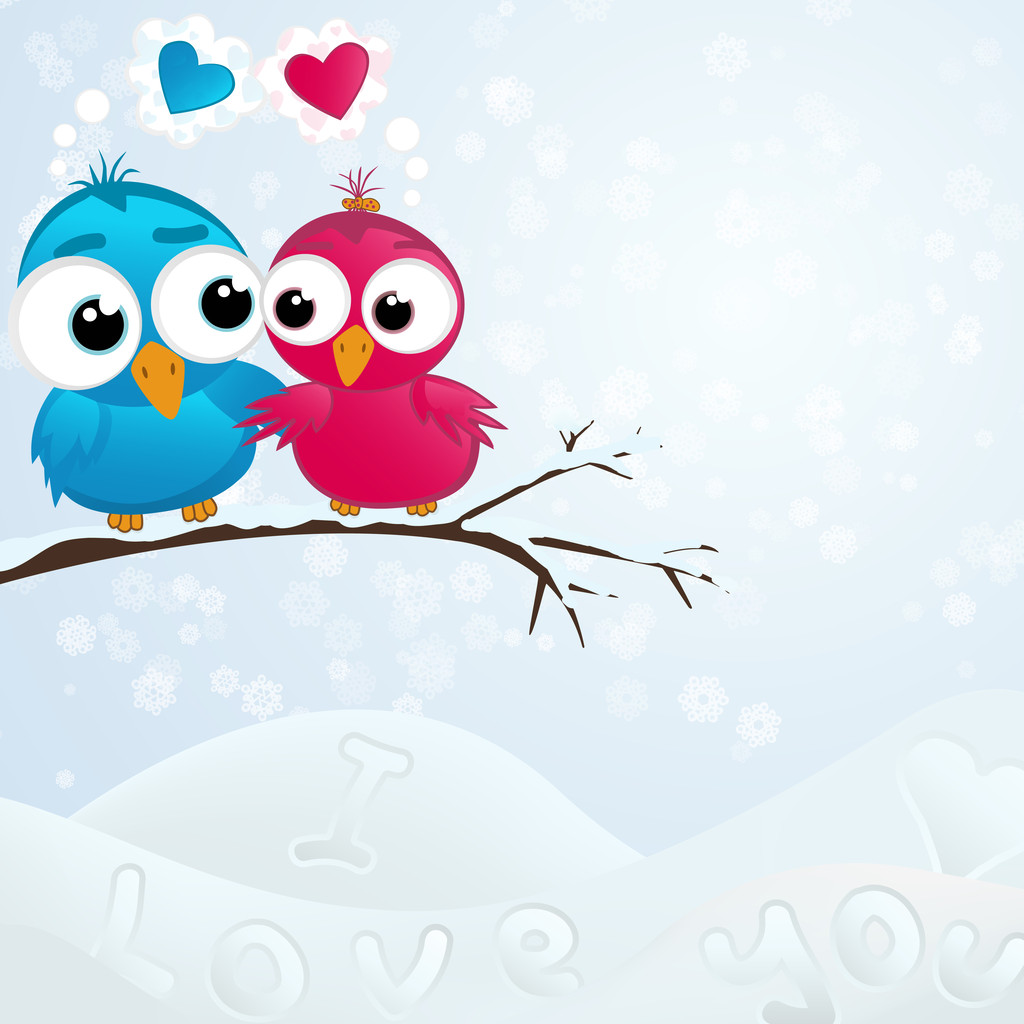 Couple of birds in love. Vector illustration. - Vector, Image