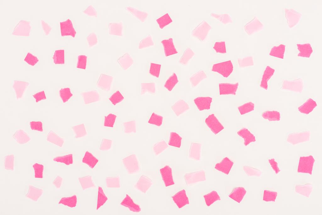 Draufsicht der weißen Textur mit rosa Farbflecken für den Hintergrund - Foto, Bild