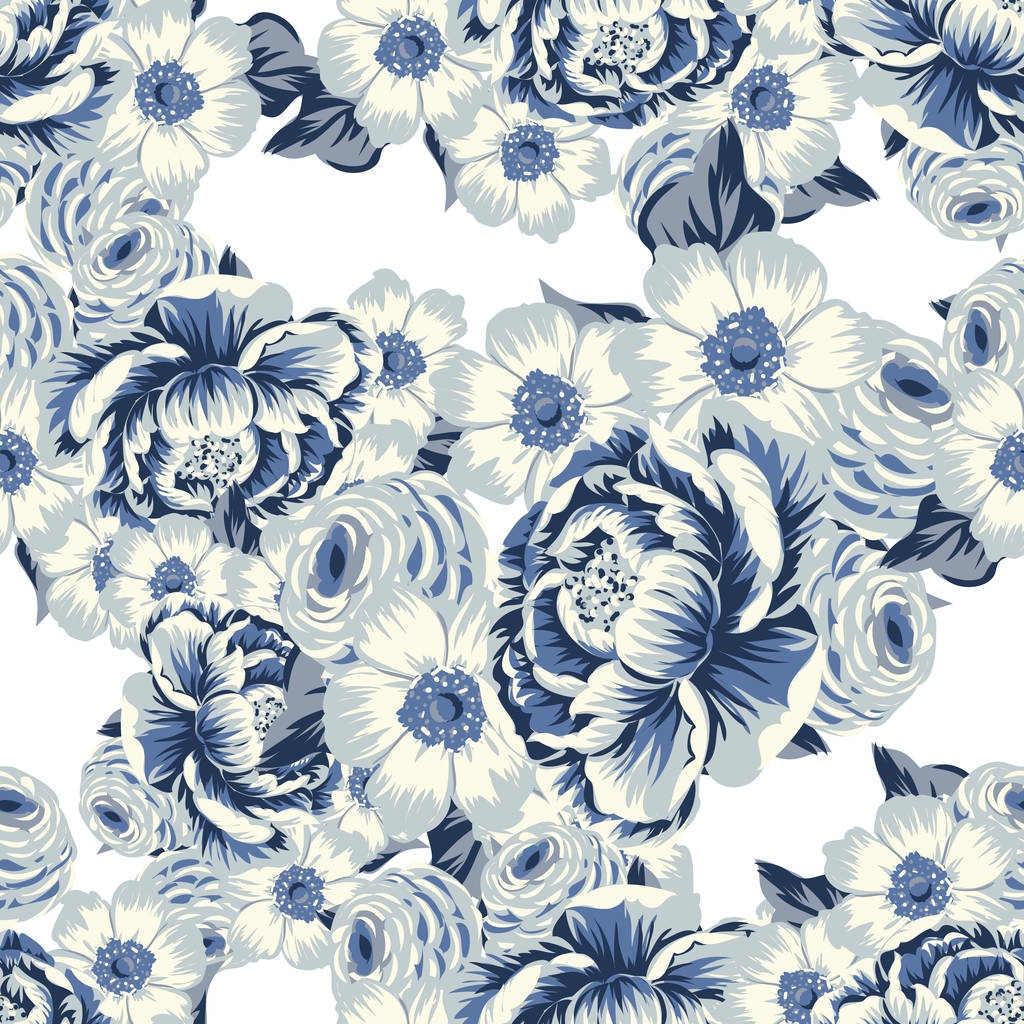 patrón de flores ornamentadas estilo vintage sin costuras. elementos florales en contorno - Vector, imagen