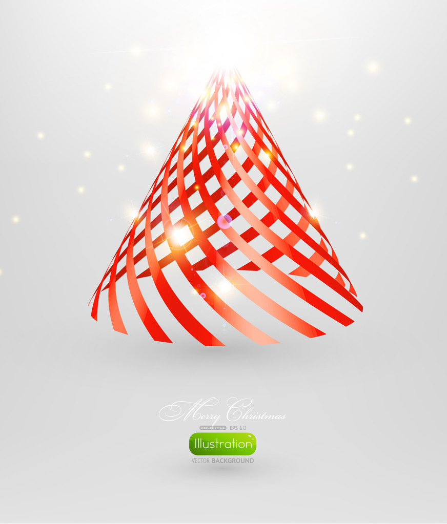 Christmas tree from red ribbon vector background. - Vector, Image