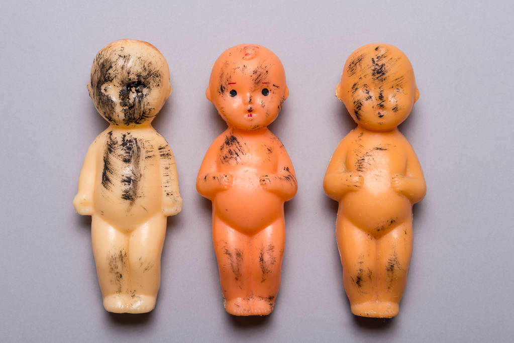Set of vintage antique plastic dolls - Photo, Image
