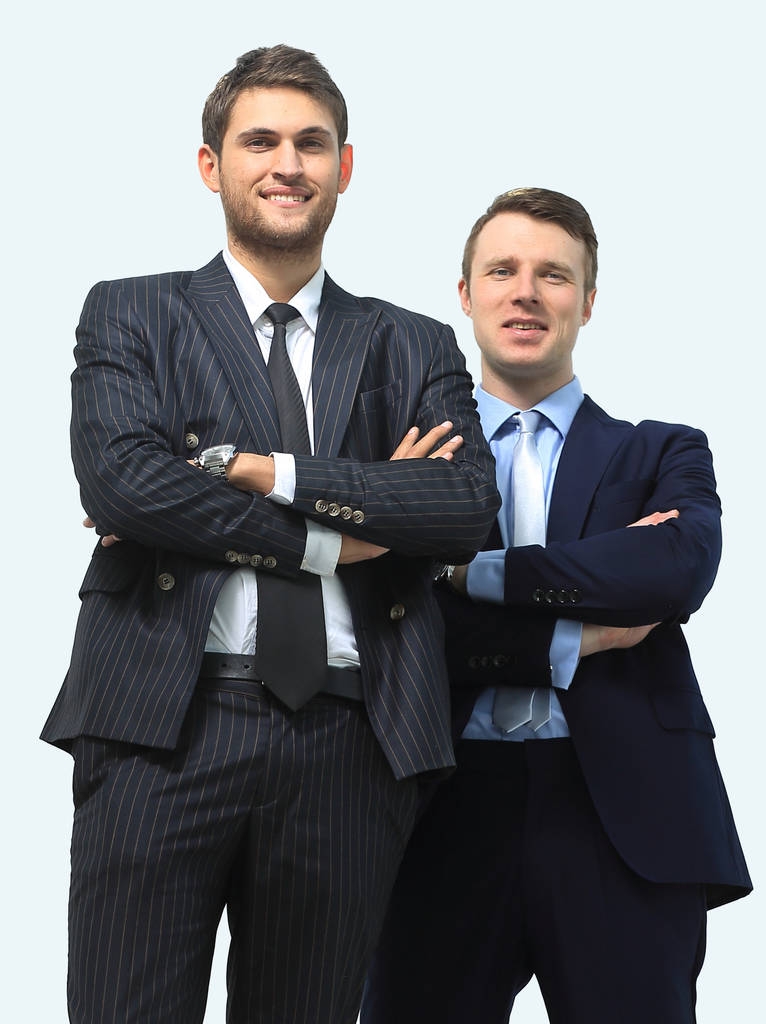 Zwei Geschäftspartner stehen isoliert auf weißem Hintergrund. - Foto, Bild