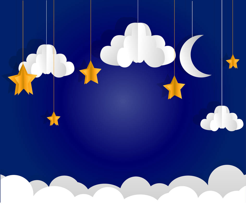 Moon and stars. Vector paper-art - Vector, Image