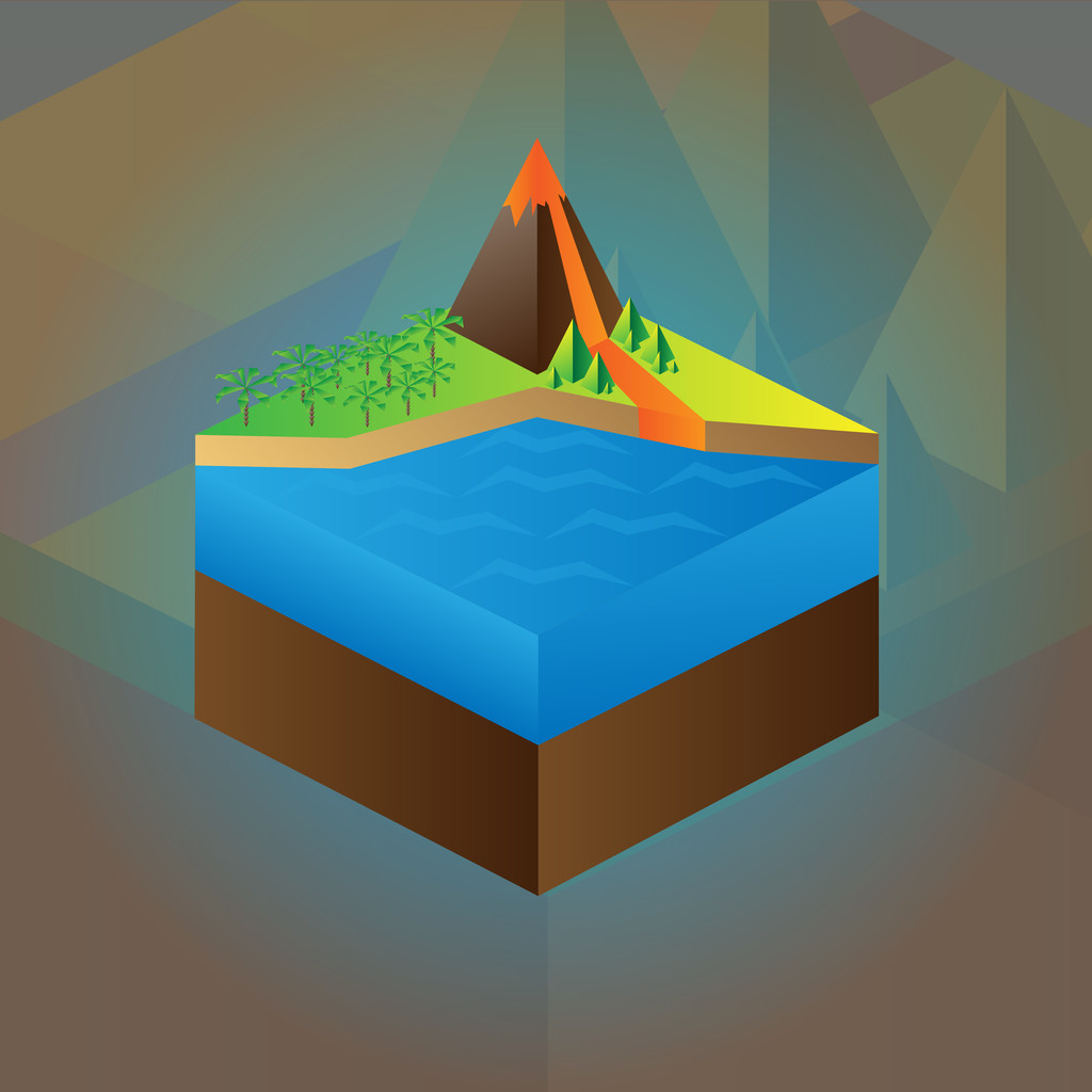 Vulkán makett. Vektorgrafikus program - Vektor, kép
