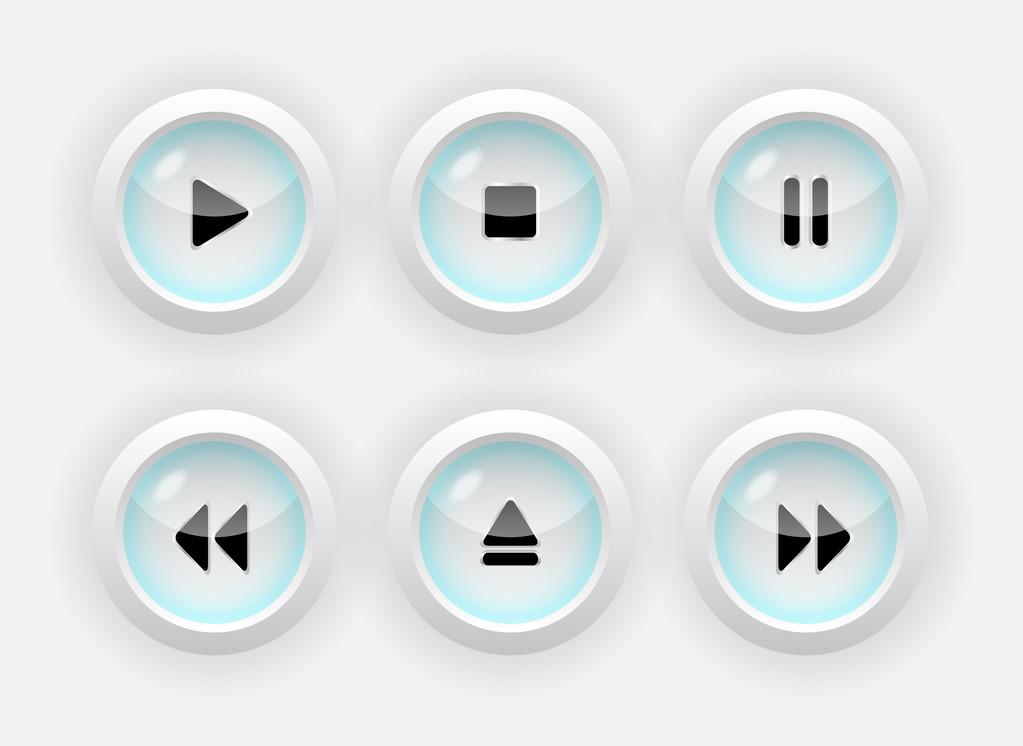 Vector set of media buttons. - Vector, Image