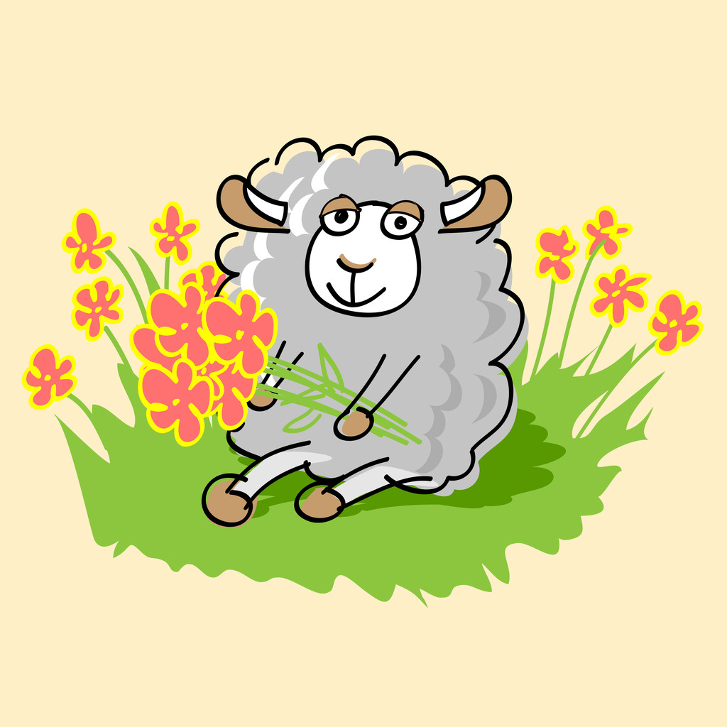 Bonita oveja de dibujos animados. Ilustración vectorial
. - Vector, imagen