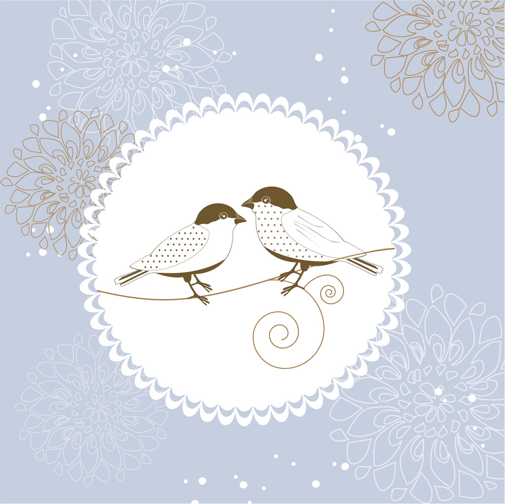 floral ευχετήρια κάρτα με πουλί - Διάνυσμα, εικόνα