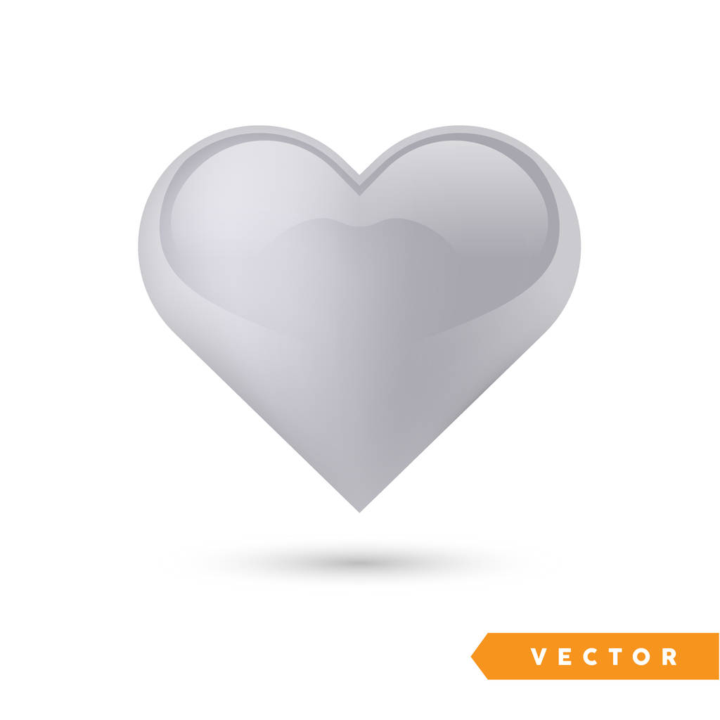 Reális ezüst szív. Elszigetelt fehér. Valentin-nap-üdvözlőlap háttér. 3D ikon. Romantikus vektoros illusztráció. Szerkesztése a műalkotások a tervezősablon könnyen. - Vektor, kép