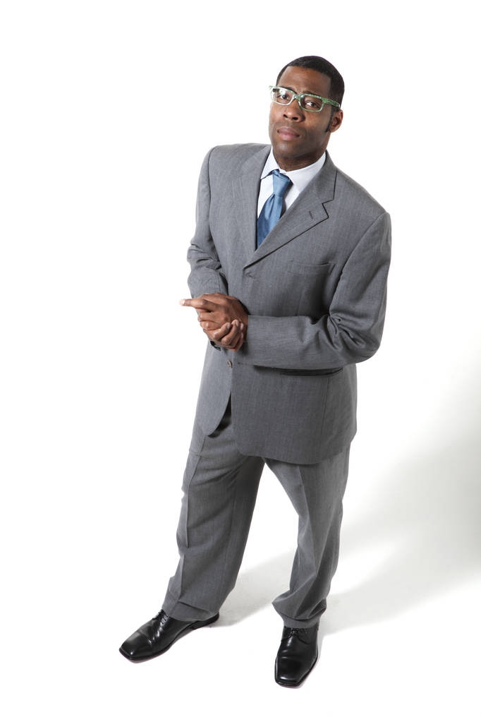Black businessman portrait wearing suit over white background  - Photo, Image