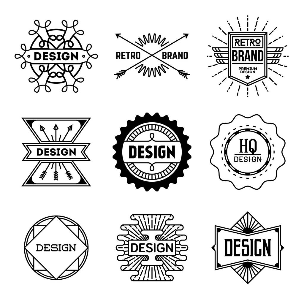 Basit Mono çizgiler logoları koleksiyonu. Sigorta primi lüks marka tasarımı - Vektör, Görsel