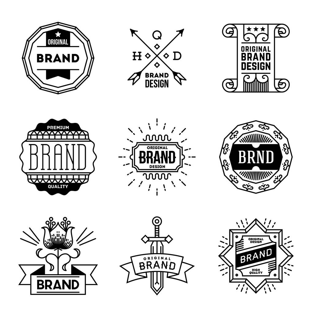 Simple Mono Lines Logos Collection. Retro Brand  - Vector, Image