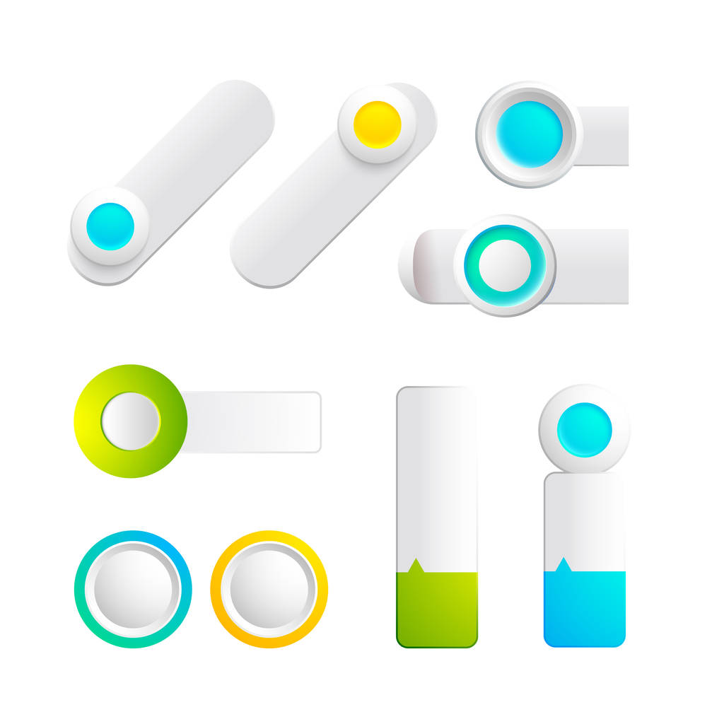 Colorful Toggles And Buttons Collection - Vector, Image