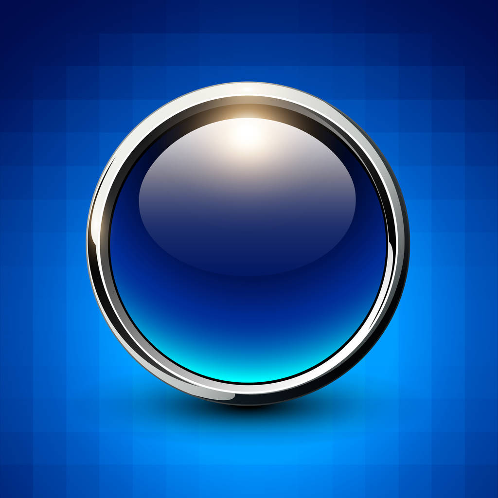 Tlačítko modrý lesklý kovový  - Vektor, obrázek