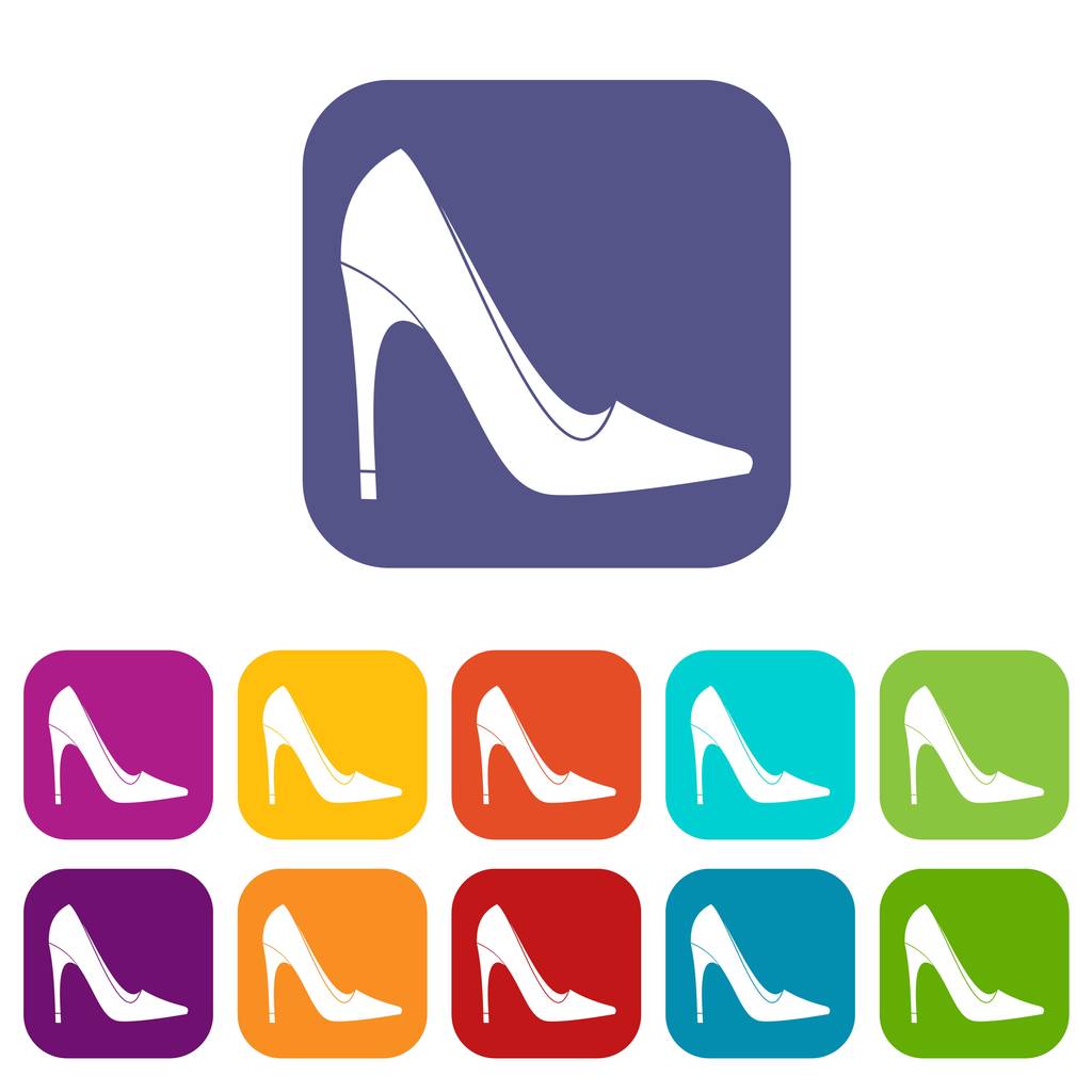 Conjunto de iconos de zapatos de tacón alto
 - Vector, imagen