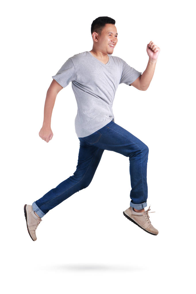 Levitazione. Giovane asiatico uomo jumping dancing walking
 - Foto, immagini