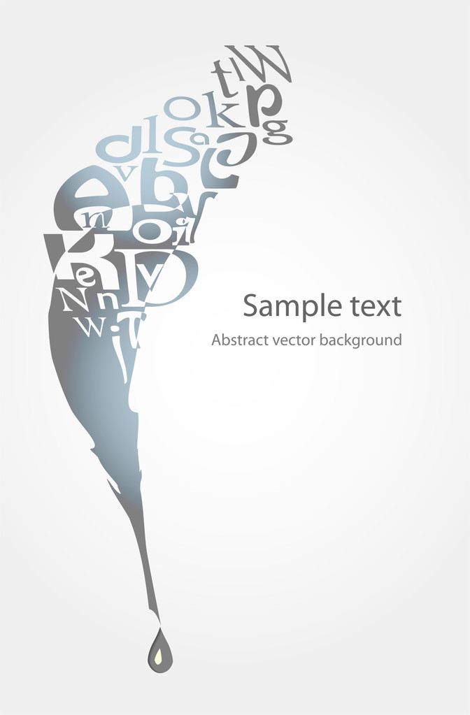 Vector background with feather and letters. - Vector, Image