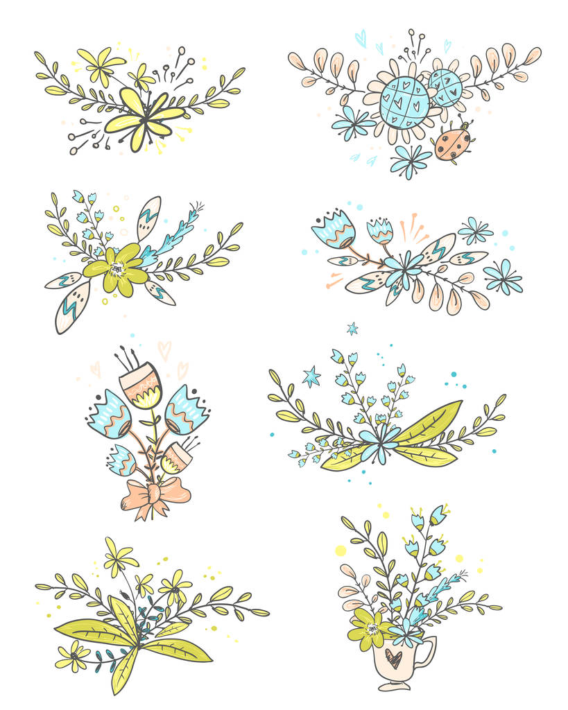 lindo vector colección de elementos florales
 - Vector, Imagen