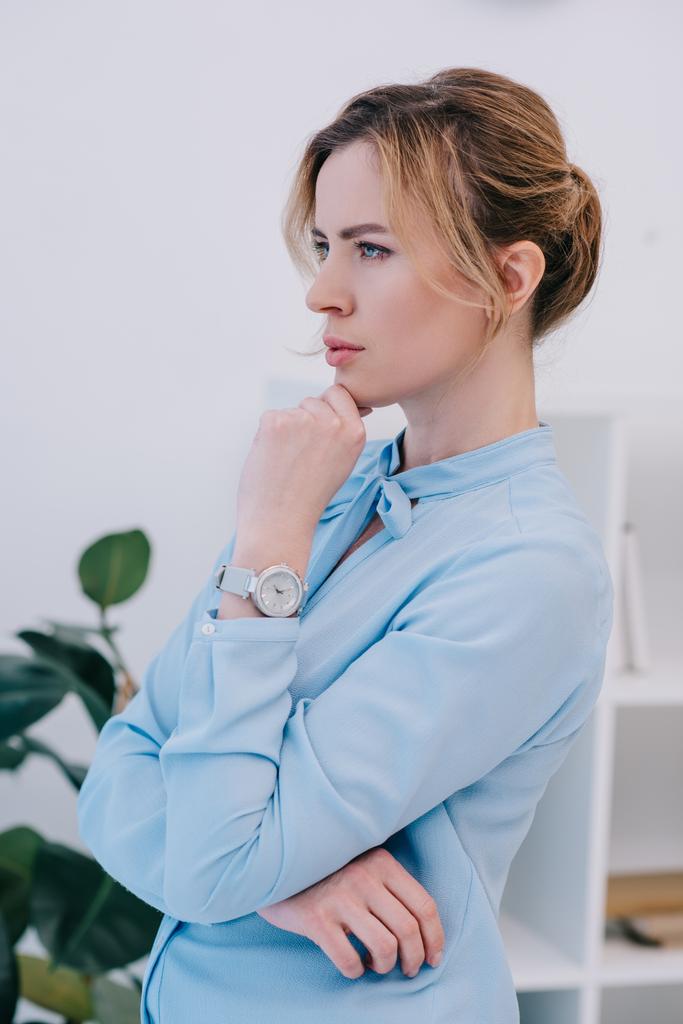 attractive thoughtful businesswoman looking away - Photo, Image