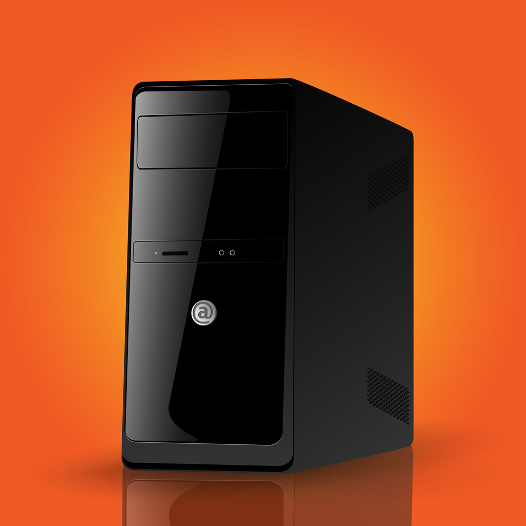 Vector illustration of a black computer case. - Vector, Image