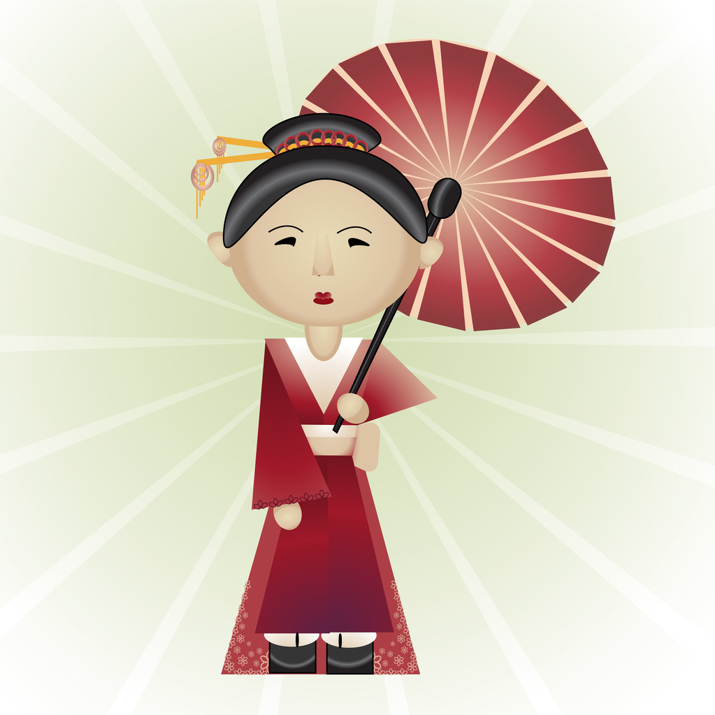 ilustración vectorial de una geisha. - Vector, imagen