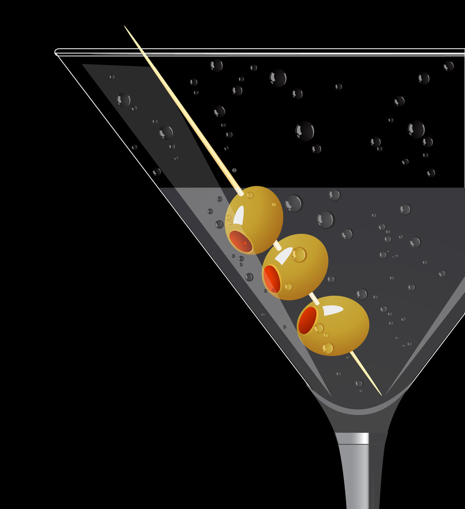 cocktail su sfondo nero - Vettoriali, immagini