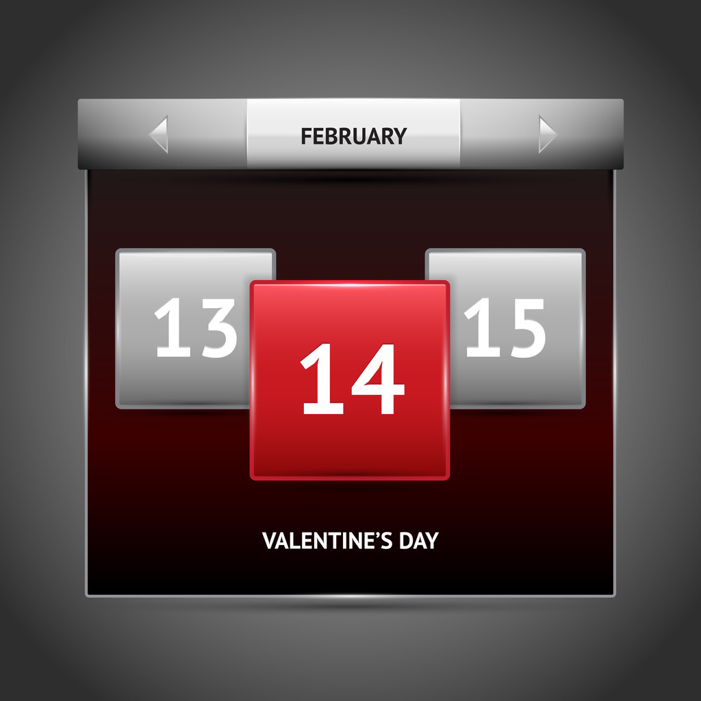 Valentine's day on calendar. - Vector, Image