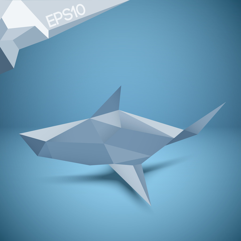 Vektorillustration des Origami-Hais. - Vektor, Bild