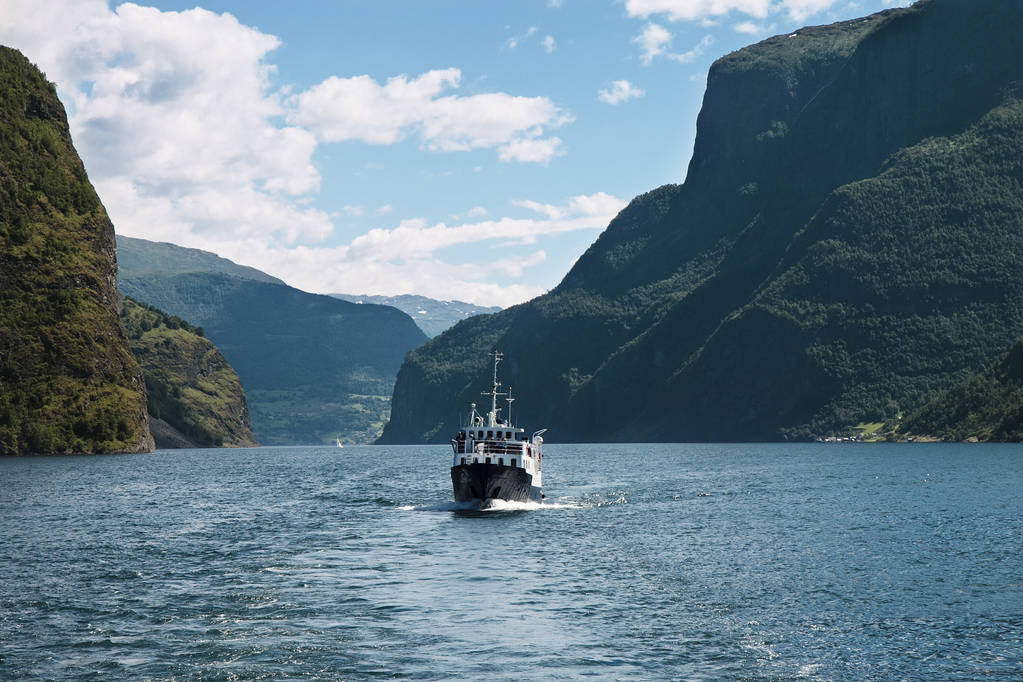 Ship on the waves of the fjord - Photo, Image
