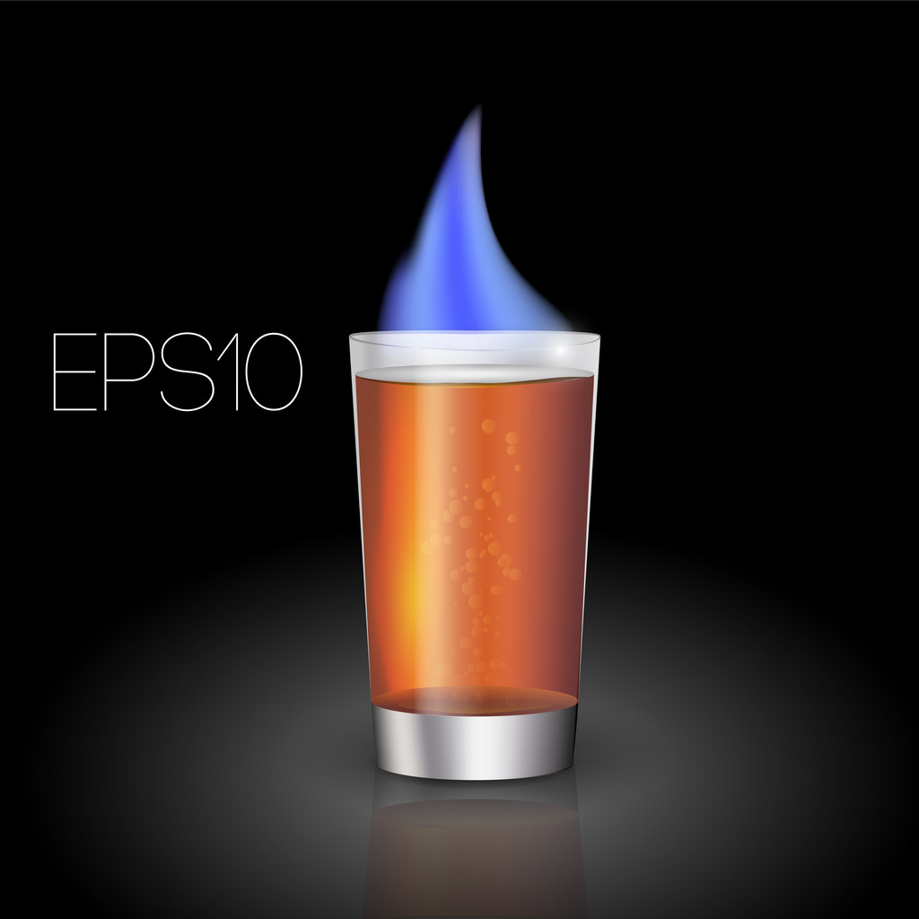 Vector shot cocktail with flame. - Vector, Image