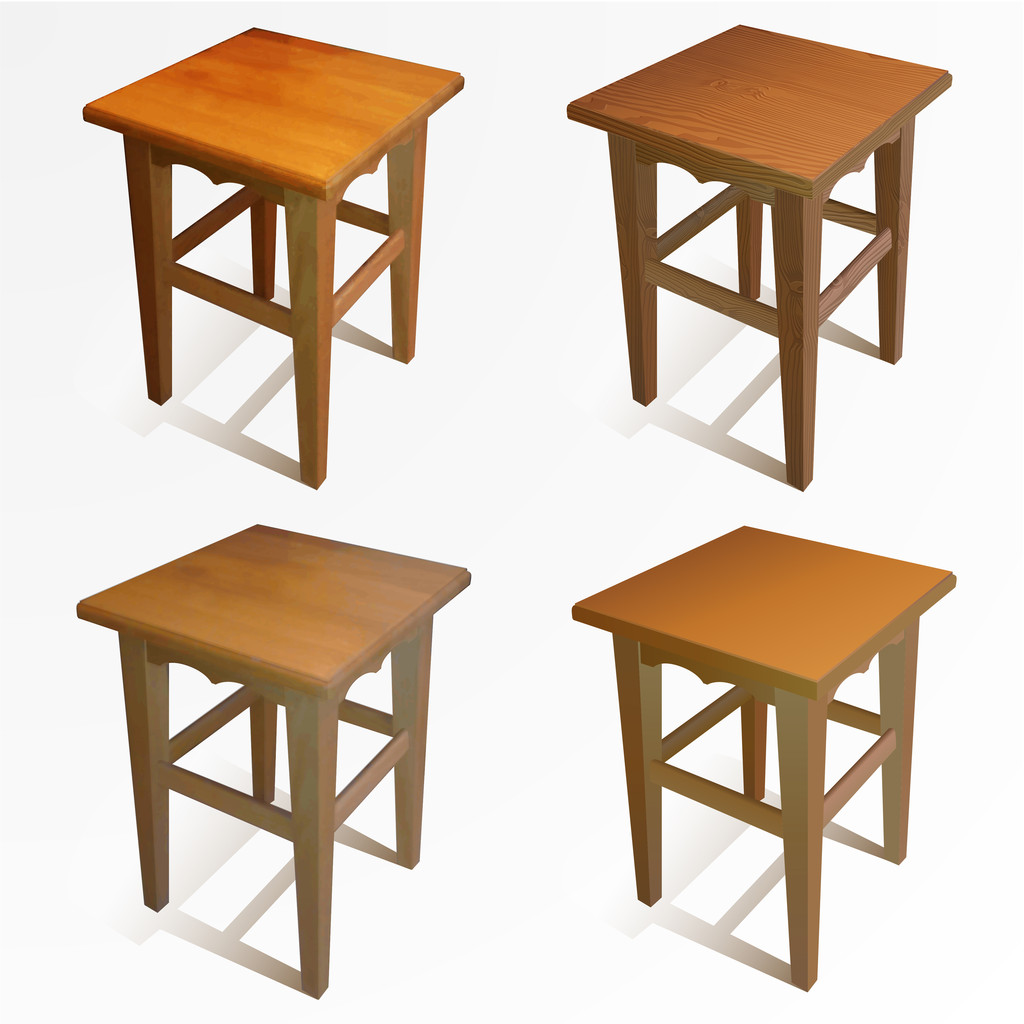 Vektor-Set von Holzstühlen. Vektorillustration. - Vektor, Bild