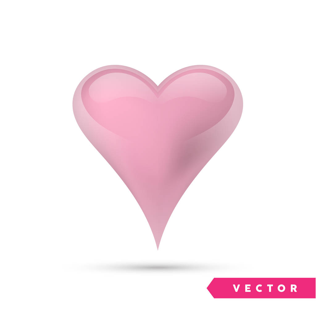 Realistic heart. Isolated on white. Valentines day greeting card background. 3D icon. Romantic vector illustration. Easy to edit design template for your artworks. - Vector, Image