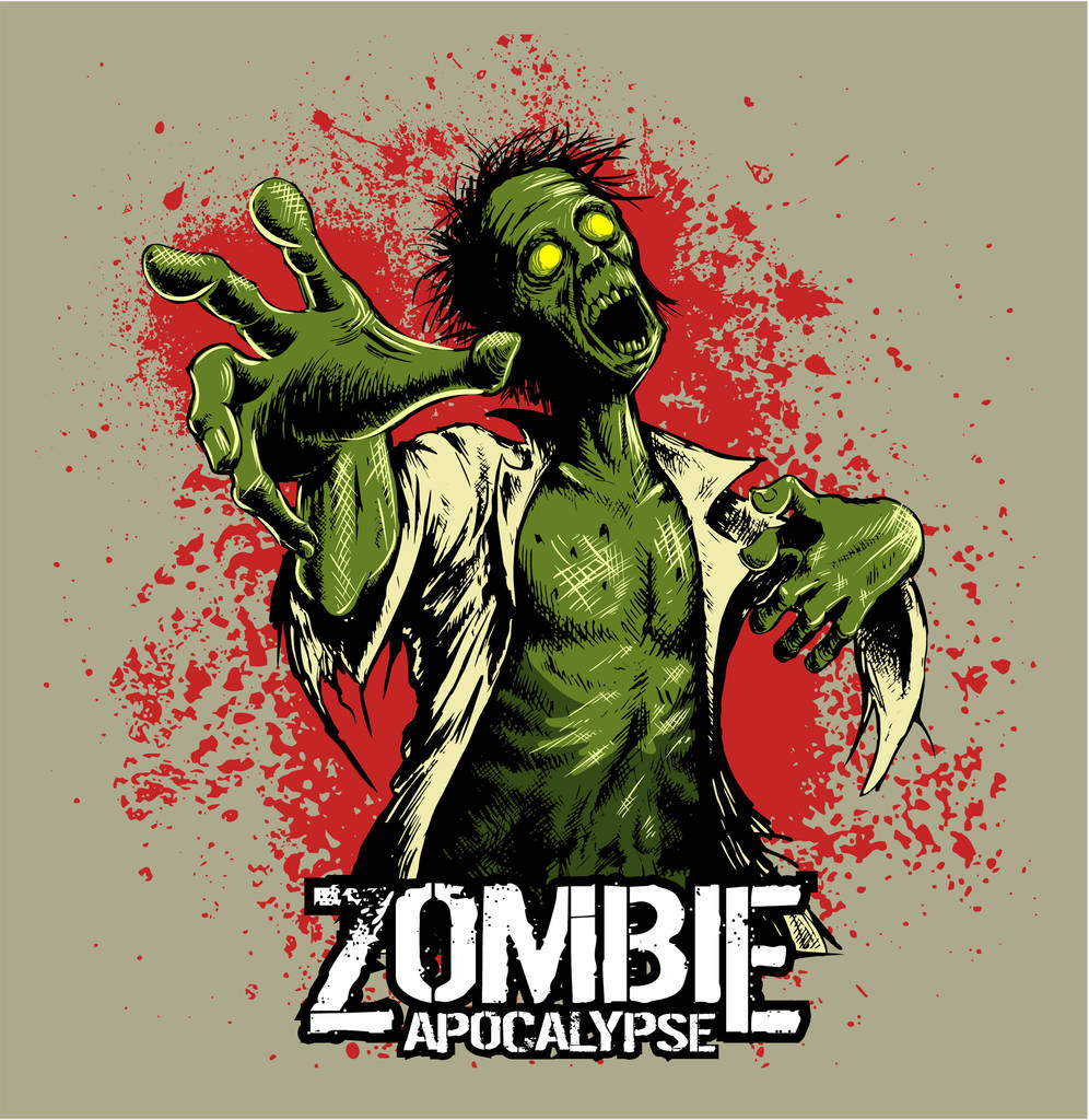 Képregény stílusú zombi piros foltok, háttér, vektor kép. - Vektor, kép