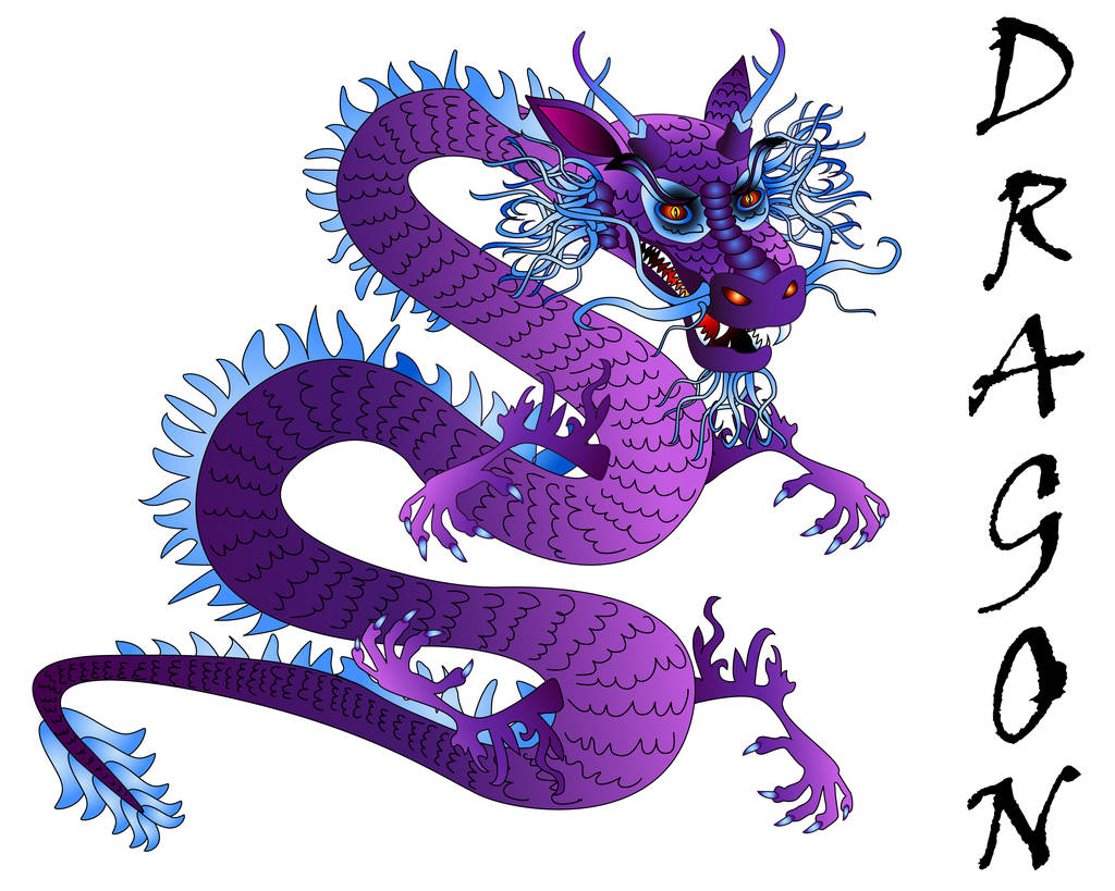 dragon chinois traditionnel violet
 - Vecteur, image