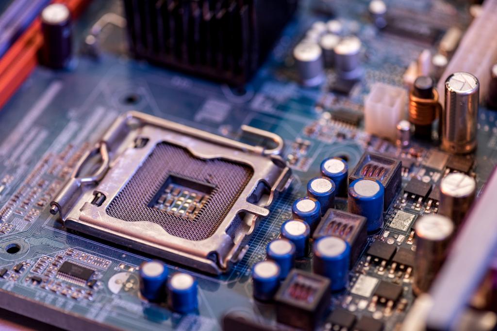 Close up view of electronic computer motherboard - Photo, Image