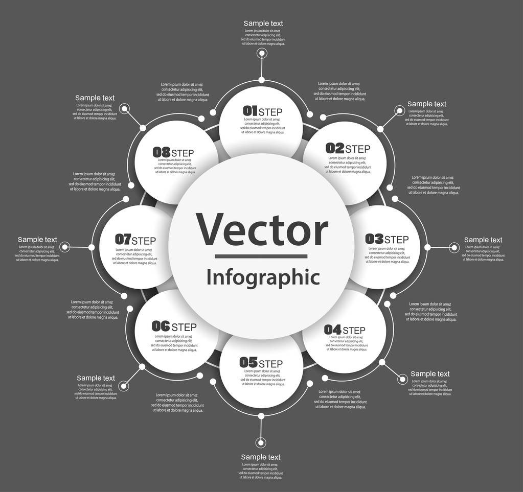 Infographic design template can be used for workflow layout, diagram, number options, web design. Infographic business concept with 8 options, parts, steps or processes. Vector eps 10 - Vector, Image