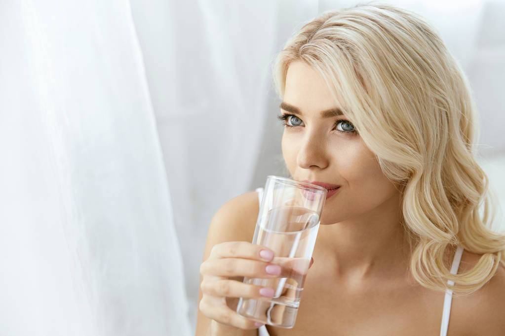 Drinking Water. Woman With Glass Of Water. - Photo, Image