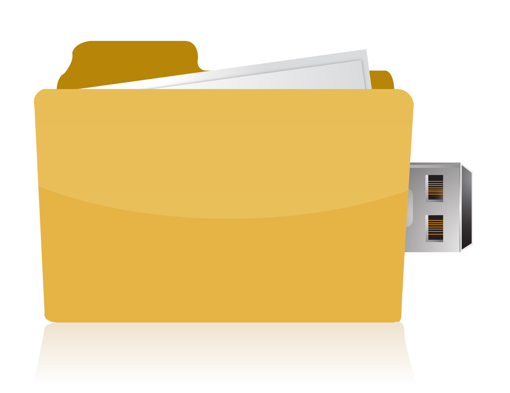 amarillo concepto de carpeta USB
 - Foto, imagen
