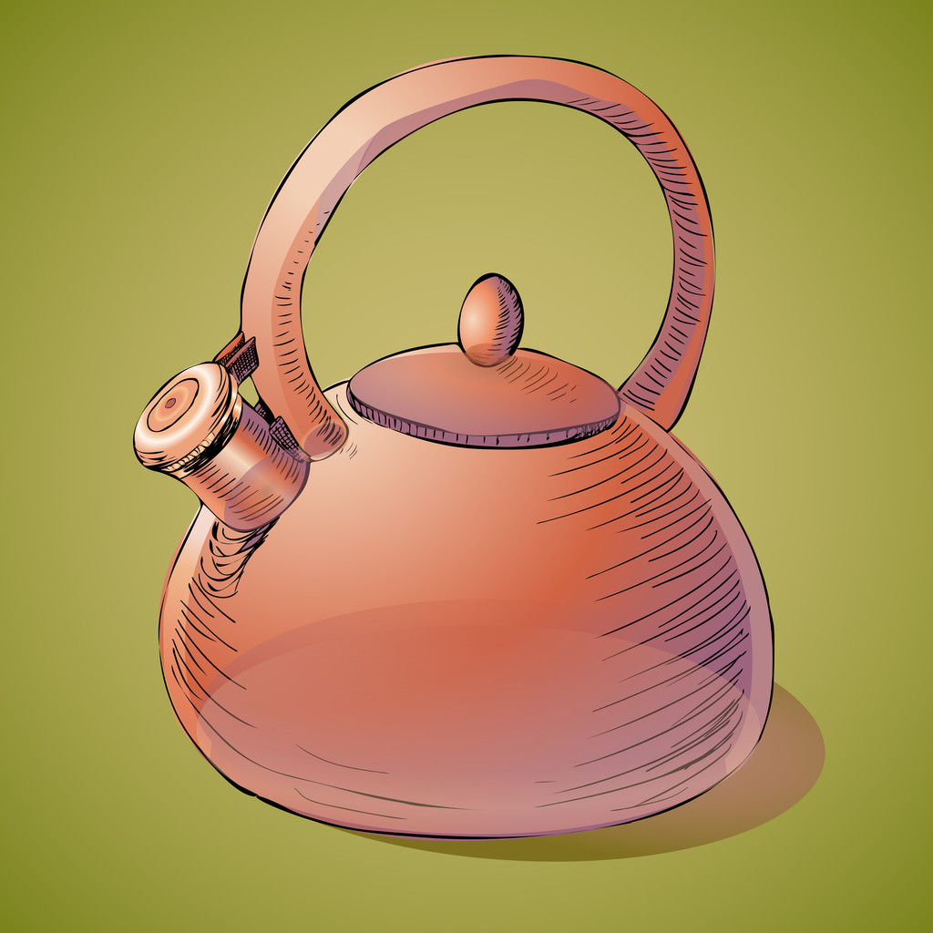 Brown kettle. Vector illustration. - Vector, Image